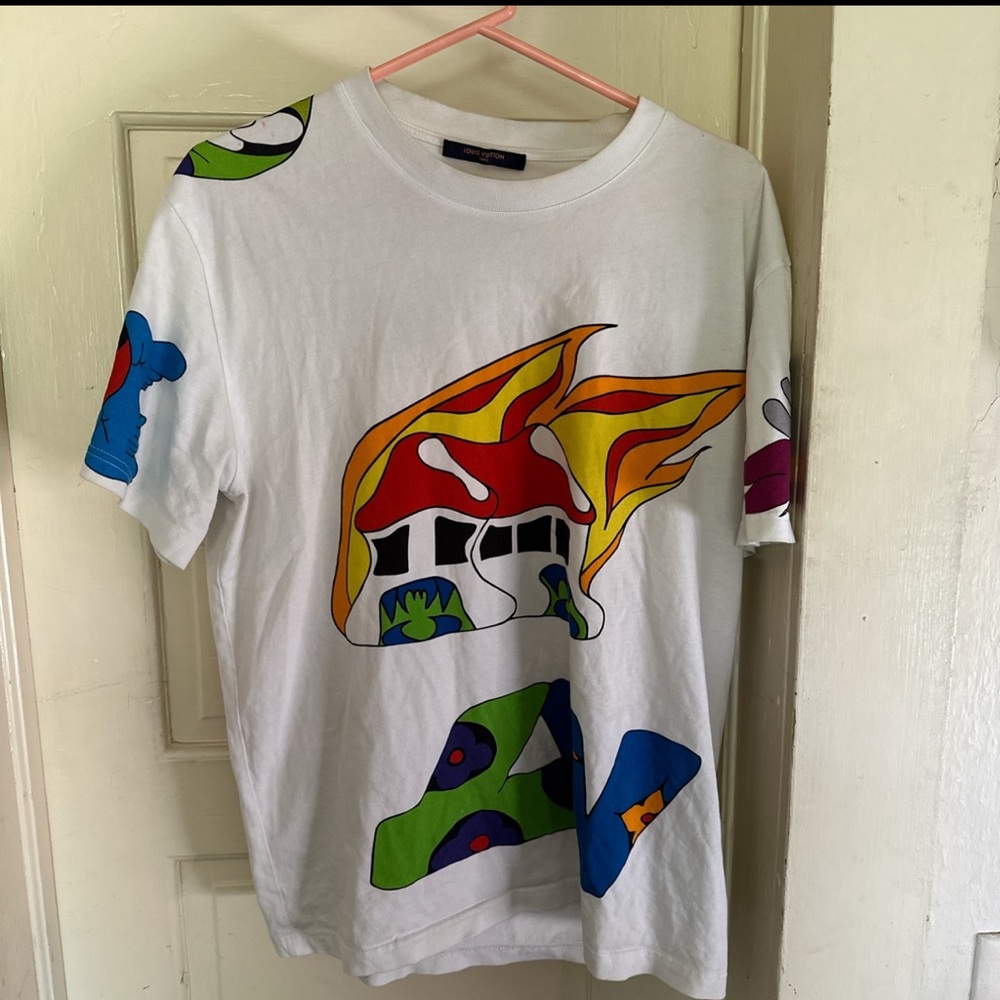 Louis Vuitton White T-Shirt with Colorful Graphic